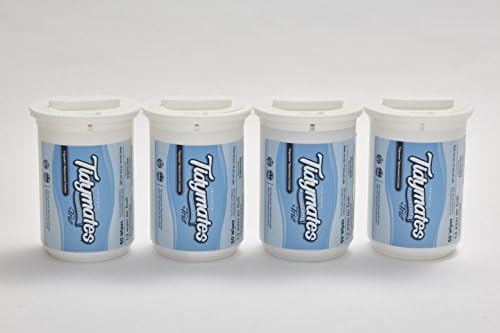 Tidymates® WipeWash Dispenser 4 Pack of Flushable, Center Pull, Adult Wet Wipe Canister Refills w/ Germ Stop Flip Cap Lids| 200 Unscented, Paraben Free, Aloe-infused Moist Tissues Included!