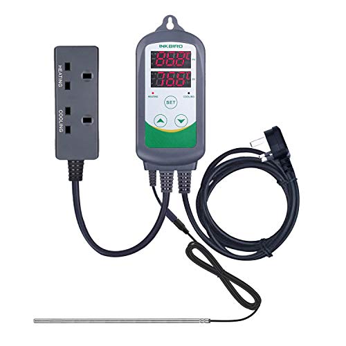 Inkbird Digital Temperature Controller Brewing Thermostat for Heating Cooling Pre-wired with 12 Inches Stainless Long NTC Sensor