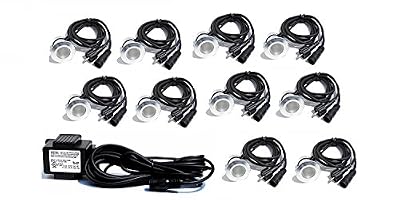 10 Compact Recessed Small White LED Lights Lighting with Transformer Wood Deck Yard Garden Patio Stairs Landscape Outdoor Flush Mount Installation Kit
