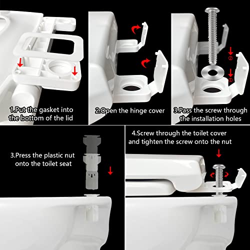 Elongated Toilet Seat with Built in Potty Training Seat with Cover