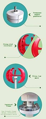 ONEPACK 300W Red Lantern Shape 5 Blades Wind Turbine Kit with Controller for Home Power Supplementation (12V)