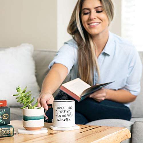 I Thought I Liked Coffee, Turns Out I Like Creamer - Funny Birthday Gift Idea for Mom Dad Coworker - Christmas Present for Him Her - 11 oz Tea Cup White