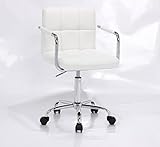 PU Leather Hydraulic Lift Adjustable Height Swivel Office Desk Chair White (1013-5)