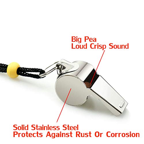 Hipat Whistle with Lanyard, 8 Packs Sports Whistles Bulk, 7pcs Plastic Whistle and 1pcs Stainless Steel Whistle, Loud Crisp Sound Whistle Ideal for Coaches, Referees and Lifeguards