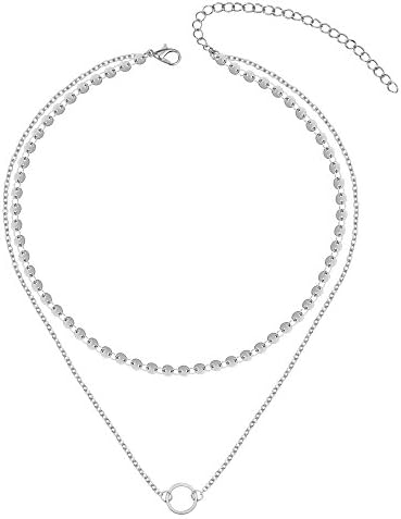 Manerson Star Moon Pendant Choker Necklace Sequins Chain Jewelry for Women Wedding