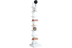 Proman Products - Standing Spine Bookshelf, Bookshelf for Small Spaces, Standing Shelves (White)