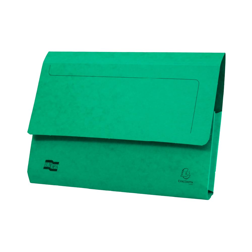 Exacompta Europa Document Wallets, 265 gsm, Foolscap - Green, Pack of 25