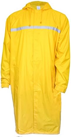 RK Rain Wear Men's Waterproof Long Raincoat PVC Trench Coat, Yellow , 4XL
