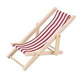 1/12 Dollhouse Miniature Foldable Stripe Beach Deck Chair Chaise Longue Furniture