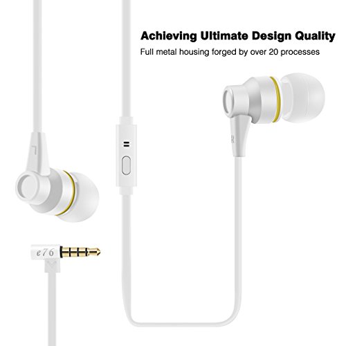 Earbuds, HokoAcc In-Ear Headphones Noise Isolation Headsets Heavy Bass Earphones with Microphone for iPhone Samsung iPad and Most Android Phones