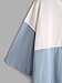 SweatyRocks Women's Color Block Half Sleeve High Low Casual Loose T-shirt Tops Blue White One Size