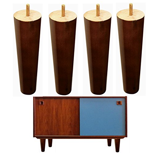 8 inch Wood Sofa Legs Walnut Finished Furniture Feet Replacement Legs Pack of 4 M8 Bolt For Coffee Table IKEA Bed Sideboards Cupboard Dresser - Thumbnail 6