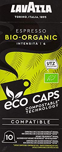 Lavazza 100 Nespresso Kompatible Eco Caps Kapseln, kompostierbar, Kaffee Bio Organic, 10 x 10er Pack (530 g)