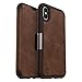 OTTERBOX STRADA SERIES Case for iPhone Xs & iPhone X - Frustration FRĒe Packaging - ESPRESSO (DARK BROWN/WORN BROWN LEATHER)