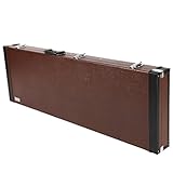 Bass Guitar Case-Hard Durable Wood Shell with Carrying Handle, Plush Lined Rigid Foam Interior and Key-Locking Center Latch, Brown Crocodile by Phitz