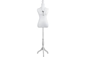 PETGIRL Female Dress Form Mannequin Torso Body with Adjustable Tripod Stand Dress Jewelry Display (White)