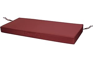 Faible Poisson Outdoor Bench Cushion, 60 x 18 Inch Waterproof Porch Swing Cushions Garden Patio Furniture Cushions with Handle and Anti-Slip Straps for Indoor Backyard Seat Pads, Burgundy