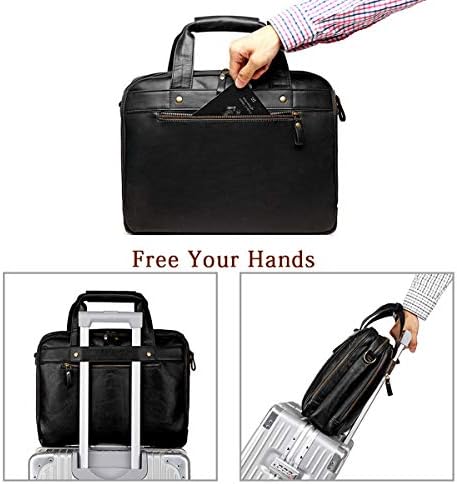 Leather Briefcase for Men Laptop Bag 15.6 Inch Large Waterproof Retro Business Travel Messenger Bag,Perfect Gifts For Husband/Christmas Gifts for Men (Black) 3 Leather Briefcase for Men Laptop Bag 15.6 Inch Large Waterproof Retro Business Travel Messenger Bag,Perfect Gifts For Husband/Christmas Gifts for Men (Black)