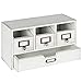 MyGift Vintage White Wood Desktop Office Supplies Organizer with 4 Pull Out Drawers, Small Dresser Top Storage Cabinet