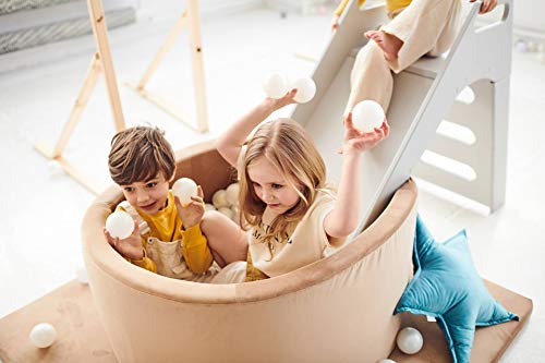 MISIOO Kinder Rutsche Kleinkinderrutsche Holz abgerundete Ecken & Kanten für Indoor in weiß – Bild 3