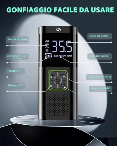 SERVOMASTER Portable Air Compressor, Portable Electric Inflator with Pressure Gauge, Electric Pump is Suitable for Car, Motorcycle, Bicycle, Ball
