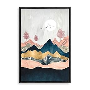 Framed Canvas Home Artwork Decoration Natural Landscape Silver Moon Canvas Wall Art for Living Room, Bedroom - 16x24 inches