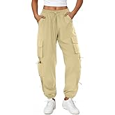 COPYLEAF Womens Parachute Cargo Pants with Pockets Quick Dry Hiking Pants Lightweight Water-Resistant Baggy Joggers