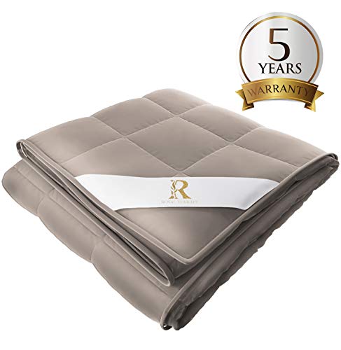 Royal Therapy Weighted Blanket Adult & Kids Bed (15lb, 48x78', Twin/Full Size Comfort) 100% Calming Cotton Blanket with Glass Beads