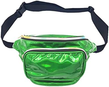 Women Laser Waist Bag Waterproof Shiny Neon Fanny Bag Bum Bag Beach Purse (green)