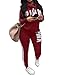 Salimdy Women Pink Letter Print 2 Piece Outfits Casual T-Shirt Tops and Skinny Long Pants Tracksuit Jumpsuit