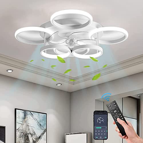 ANZHUANG Ventilateur Plafond avec lumiere, plafonnier à intensité variable 66 W avec ventilateur, avec télécommande et minuterie APP Lampe de ventilateur silencieux, pour salon chambre chambre
