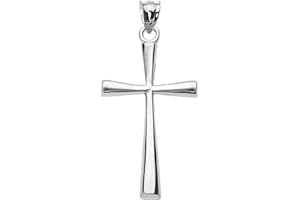 CLADDAGH GOLD .925 Sterling Silver Simple Classic Flared Cross Pendant - Choice of Size