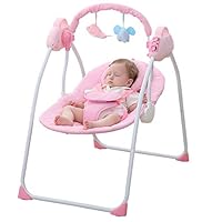 WBPINE Baby Swing Cradle, Automatic Portable Baby Rocker Swing Chair with Music (Pink) Without Remote Control