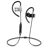 Bluetooth Sport Headphones, Best Wireless Earphones Waterproof Earbuds Sweatproof HD Stereo Sound Built-in Mic Behind-Ear Hook Heavy Bass Headset for iPhone Android Smartphones