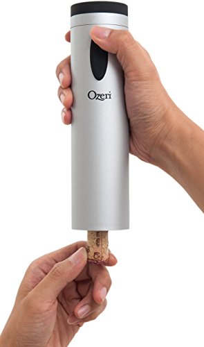 Ozeri Fascina Electric Wine Bottle Opener and Corkscrew, Silver