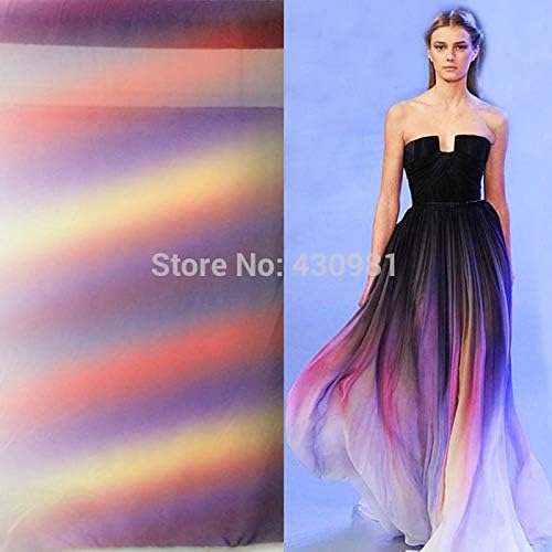 Best Quality - Fabric - New Arrive Imitated Silk Fabric 100d Chiffon Colorful Gowns Dress Material Gradual Chiffon Fabric Sheer - by SEWCOLORS - 1 PCs