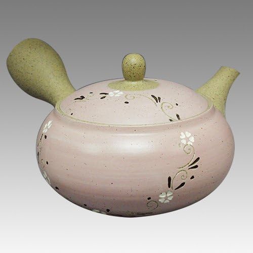 TOKYO MATCHA SELECTION - Tokoname Kyusu teapot - AKIRA - Pink brush 360cc/ml - obi ami stainless steel net [Standard ship by SAL: NO Tracking number &amp; Insurance]