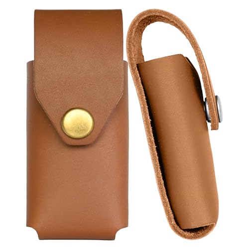 American Bench Craft Leather Multitool Sheath fits Leatherman Wingman, Sidekick, Reber, Rev, Fuse | Riveted Leatherman Case for Belt | Premium Full Grain Leather Sheath/Holster with Brass Snap - Tan