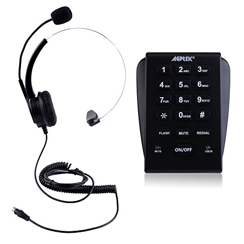 AGPtek Call Center Dialpad Headset Telephone with Tone Dial Key Pad & REDIAL (HA0021H) (HA0071