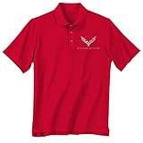 Blue Pointe Men's Corvette C7 Logo Performance Polo Shirt, X-Large, Red