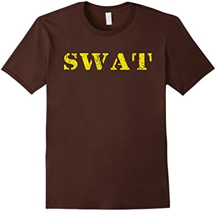 Men's SWAT T Shirt With Vintage Distressed Look Medium Brown