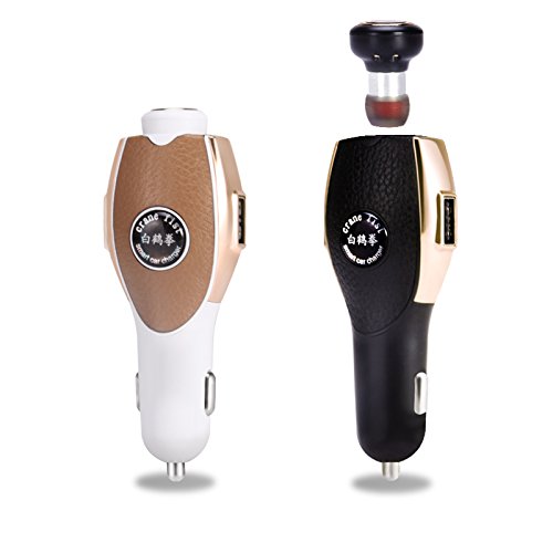 Ayayasky Bluetooth Earphone Dual USB Super Fast Car Charger (White) - Thumbnail 5