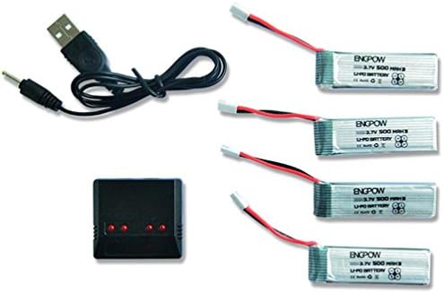 OVERMAL 3.7V 500mAh Li-Polymer Battery +A Four Charger For JJRC H37 RC Quadcopter