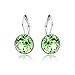 MYJS Bella Rhodium Plated Mini Drop Earrings with Peridot Green Swarovski Crystals
