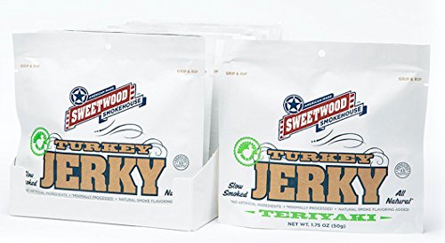 Sweetwood Smokehouse | Turkey Jerky | Teriyaki | 1.75oz (12 Count) | Gluten Free | Nitrate Free | Grass Fed | All Natural