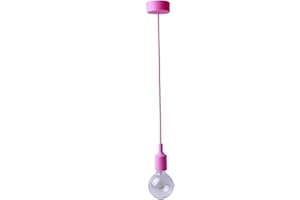 Lightingsky Colorful E26 Silicone Ceiling Lamp Holder DIY Textile Ceiling Light Cord Pendant Light Scoket (1m, Pink)