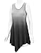 Lock and Love LL WT1053 Womens Round Neck Ombre Sleeveless Tunic Tank Top XL Black