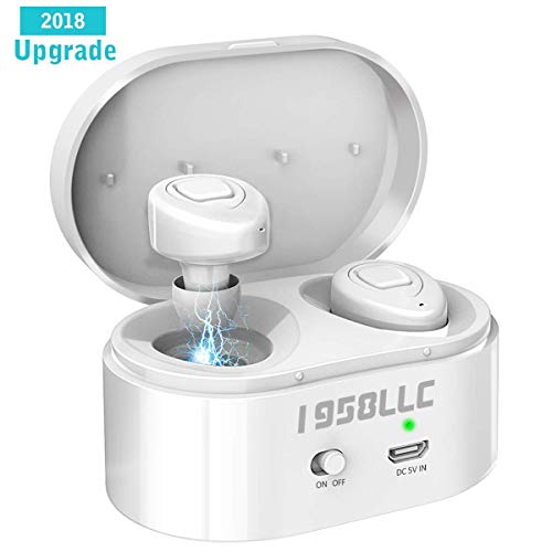 Wireless Earbuds, 1958LLC True Wireless Bluetooth Headphones Sweatproof Sports Headsets in-Ear Noise Cancelling Mini Twins Stereo Earphone with Built-in Mic and Charging Case