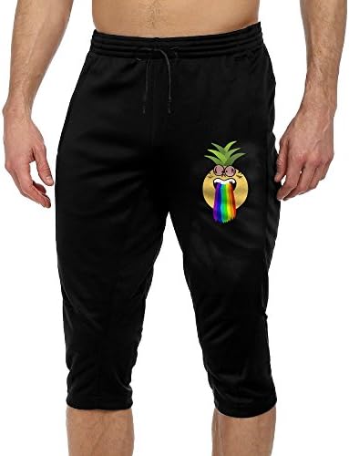 Pineapple Throw Up Rainbow Active Mens Lightweight Relaxed Fit Drawstring Woven Capri Pant S