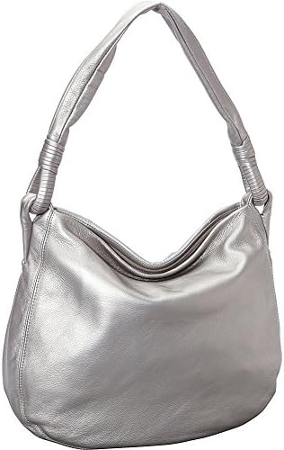Derek Alexander Inset Top Zip Hobo (Silver/Metallic)